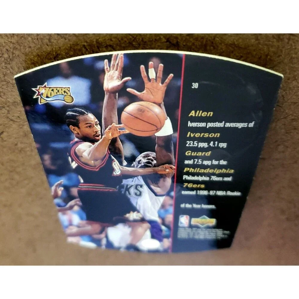 1997-1998 Upper Deck SPx ALLEN IVERSON NBA Die-Cut Basketball Card #30 76ERS HOF